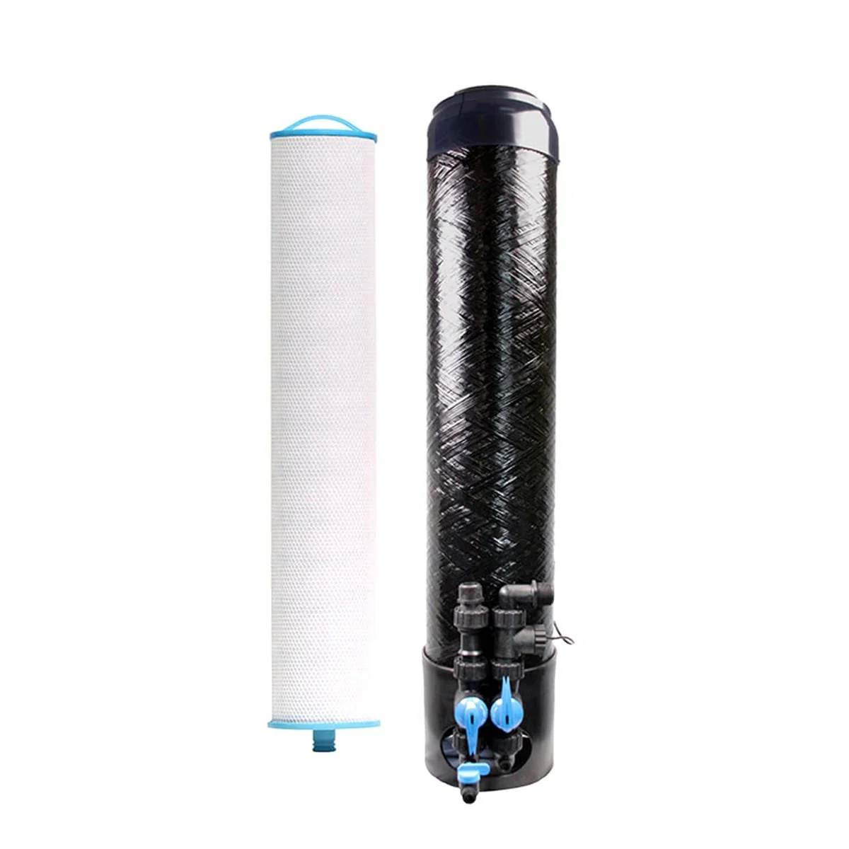 US Water Systems Pioneer whole-house PFAS removal system — carbon fiber wrapped tank with replacement filter cartridge
